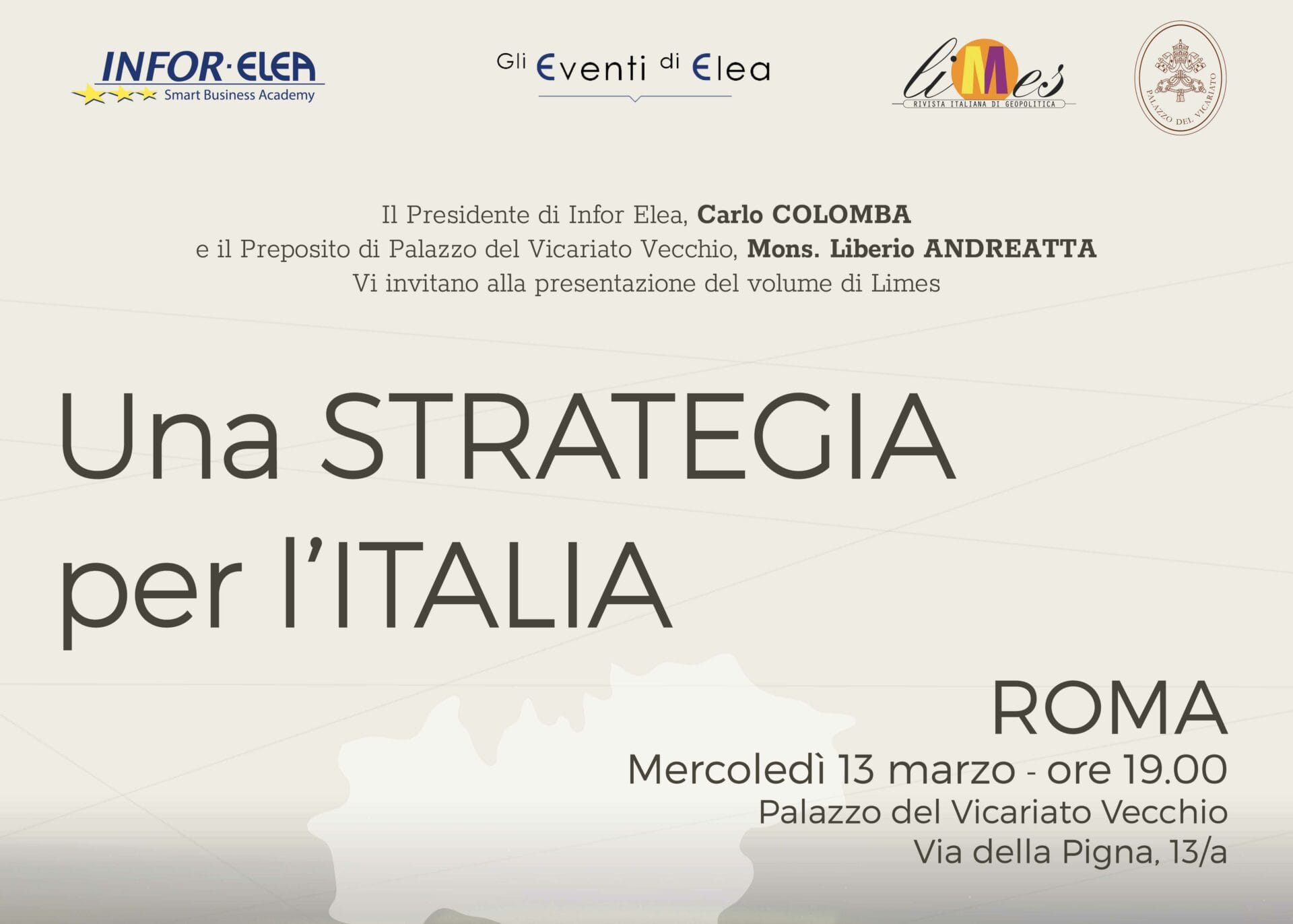 13 marzo 2019 – Evento Elea – Roma – Una Strategia per l’Italia