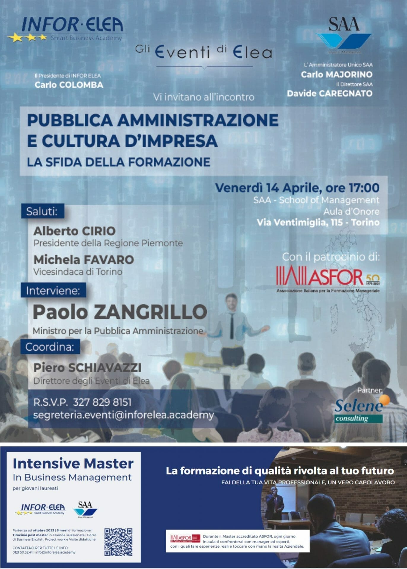 14 aprile 2023 - Il Ministro Zangrillo partecipa all'evento di Elea Pubblica amministrazione e cultura d'impresa. La sfida della formazione.